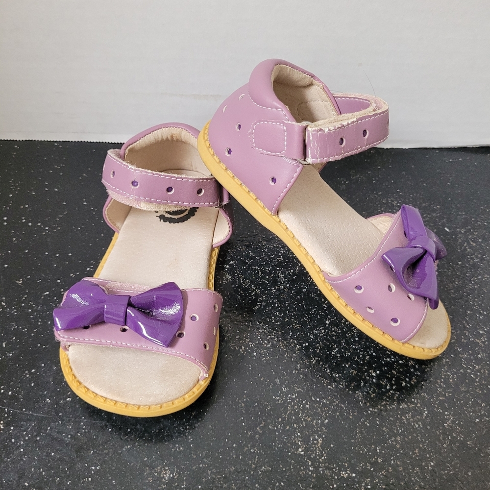 Livie & Luca Lavender Purple and Yellow Sandals with Purple Bow